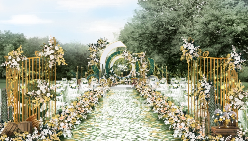 白黄色户外小清新欧式婚礼设计