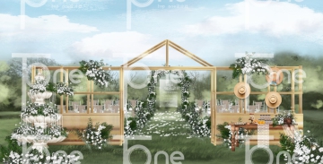 白绿户外木屋装饰婚礼设计