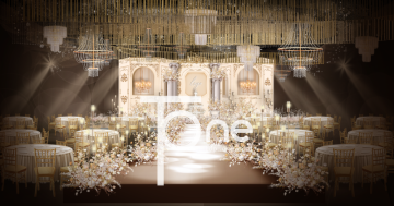 香槟金色欧式喷泉豪华主舞台婚礼设计含平面输出
