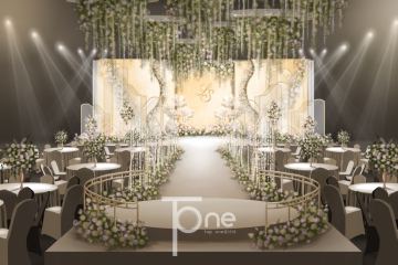 泰式香槟色流线吊顶主舞台婚礼设计