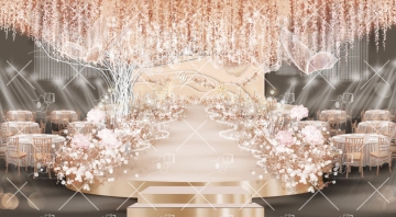 香槟粉色欧式花艺婚礼效果图
