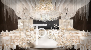 香槟色婚礼堂LED唯美婚礼主舞台效果图