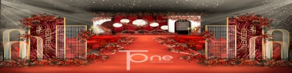 红色泰式风格简约现代风主舞台婚礼设计