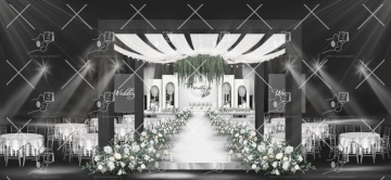 白色韩式秀场风婚礼效果图含印刷文件