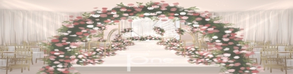 泰式粉红色花艺拱门小预算主舞台婚礼设计