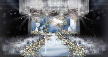 淡蓝色纹理简约玫瑰花婚礼设计