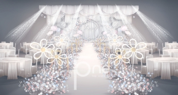 灰白色圆环创意主舞台婚礼设计