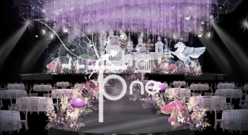 紫色城堡花仙子婚礼主舞台效果图